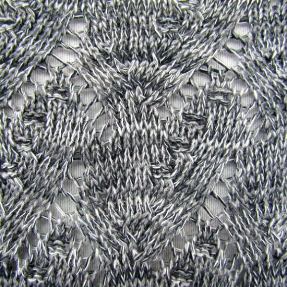 Chicos Gray Heather Cardigan Sweater Womens Size M 1 Sharkbite Hem Open Weave - Picture 6 of 11